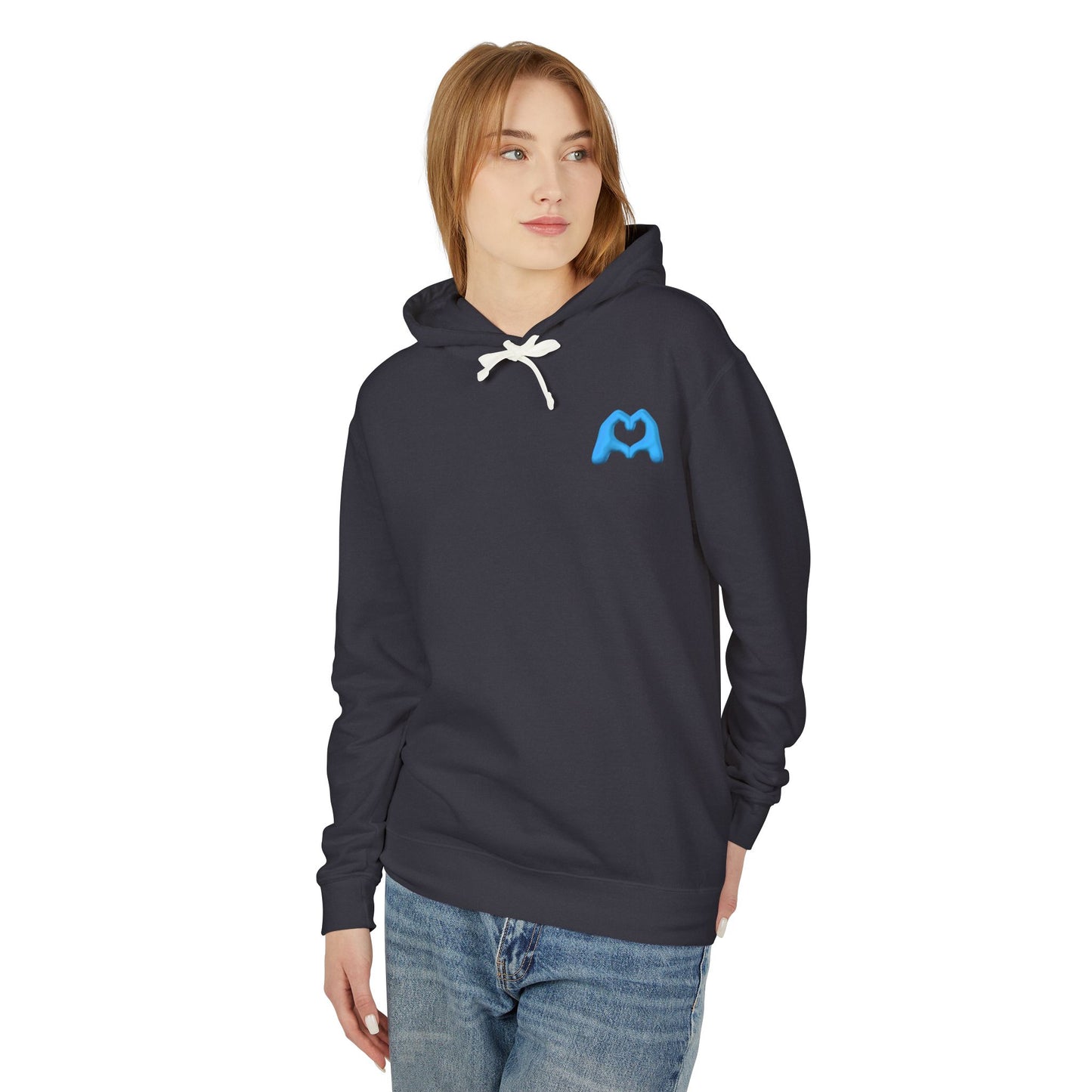 Violet Hand Heart Unisex Lightweight Hooded Sweatshirt