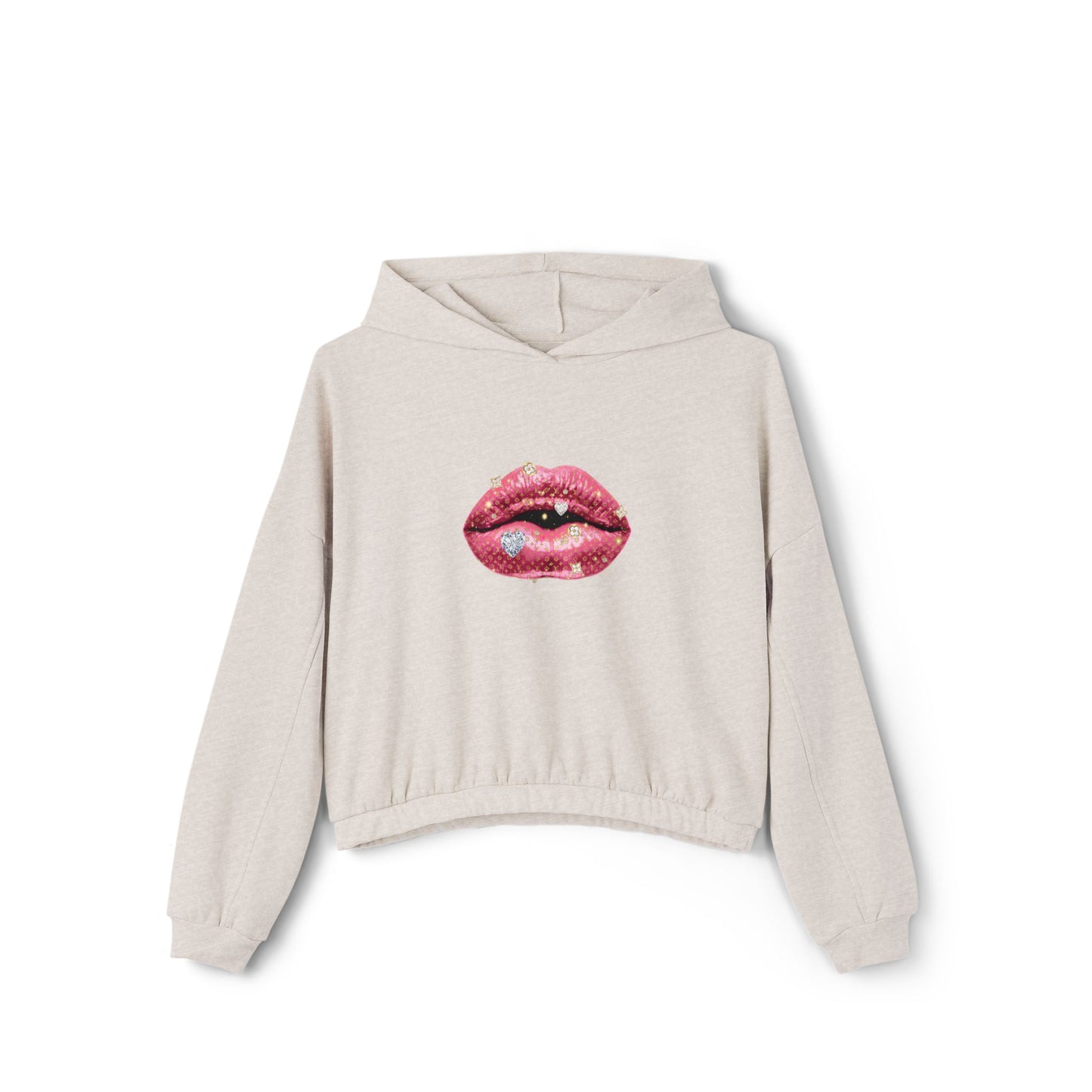 Designer Glam Pink Shimmer Lips I Cinched Hoodie