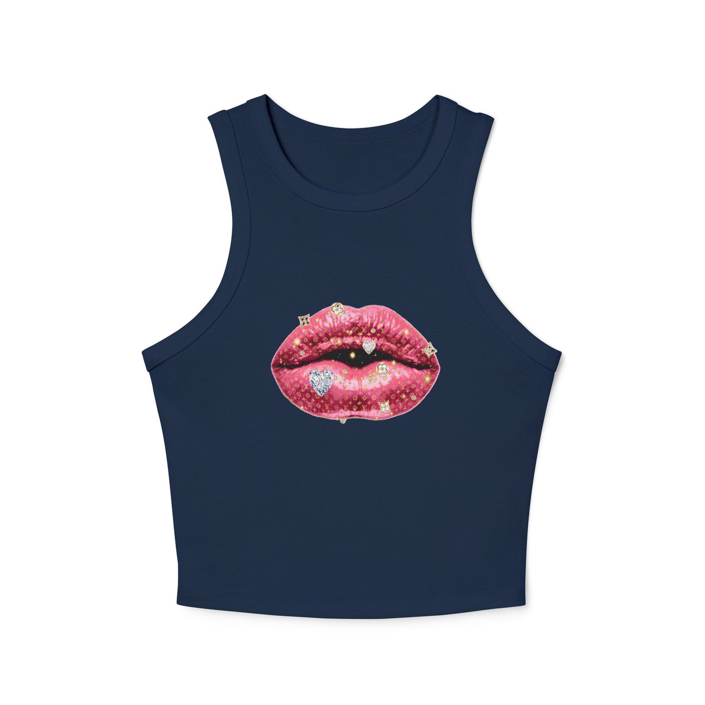 Designer Glam Pink Shimmer Lips I Racer Tank