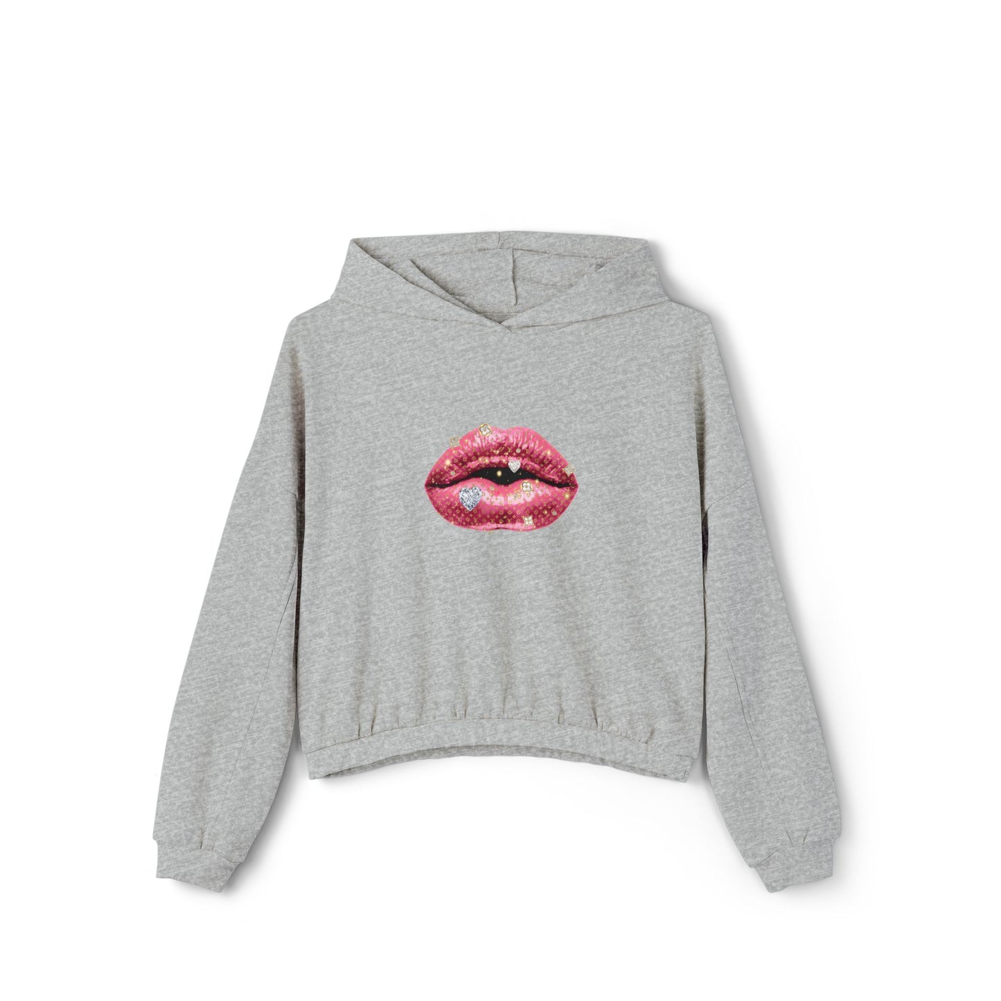 Designer Glam Pink Shimmer Lips I Cinched Hoodie