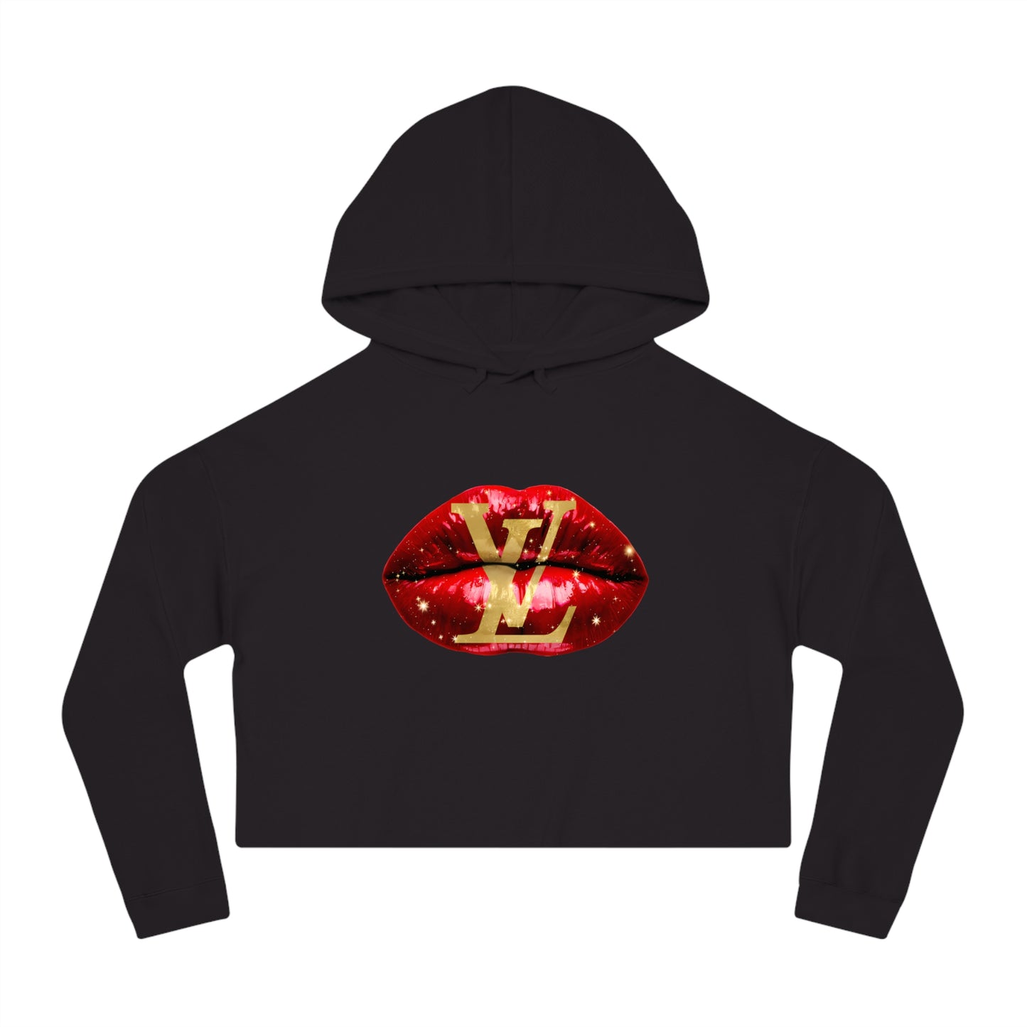 Designer Glam Sexy Red Lips II Cropped Hoodie