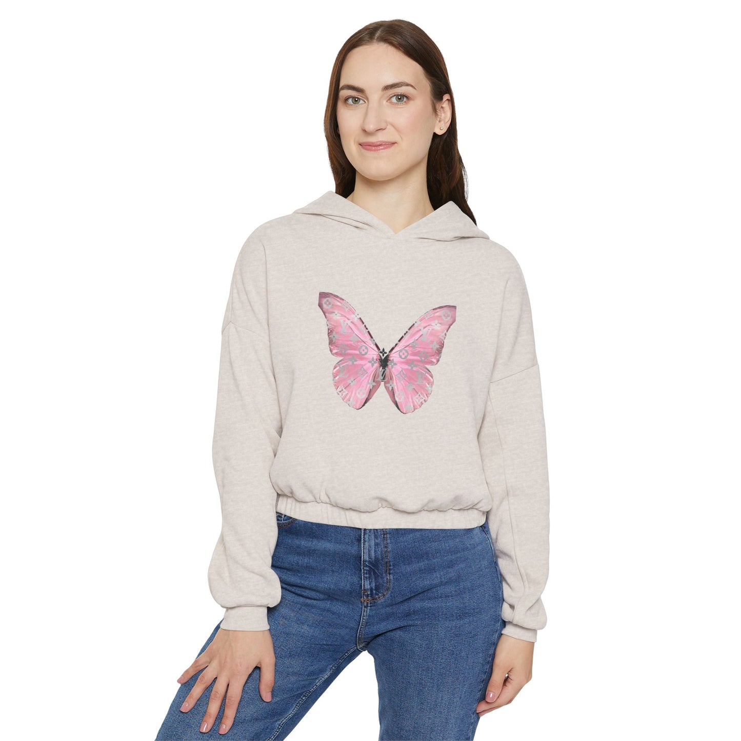Designer Pink Butterfly II Cinched Hoodie