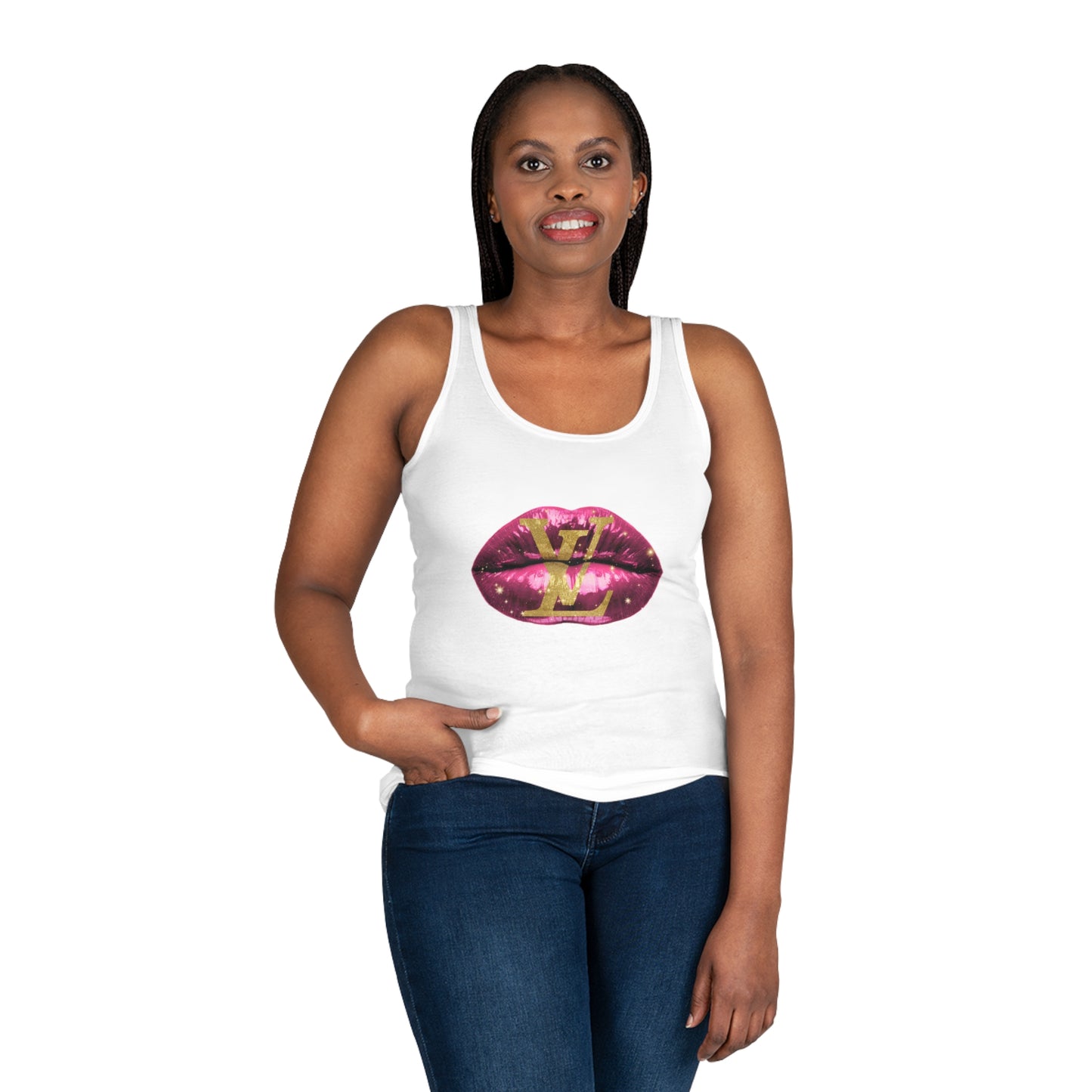 Designer Glam Pink Shimmer Lips II Tank