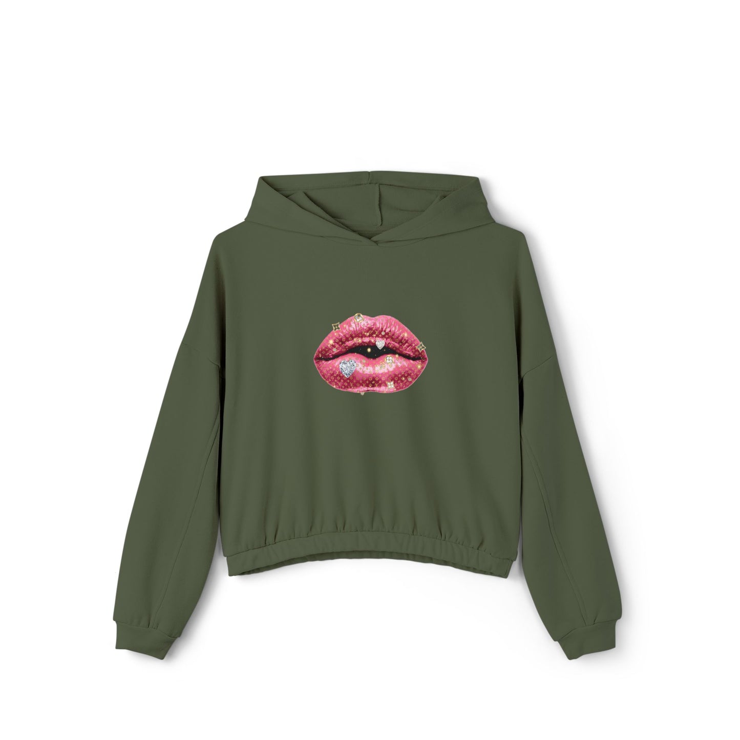 Designer Glam Pink Shimmer Lips I Cinched Hoodie