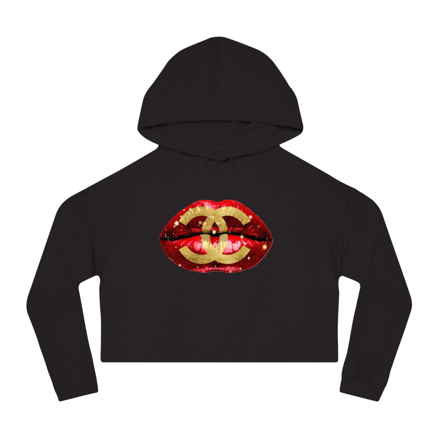 Designer Glam Sexy Red Lips I Cropped Hoodie
