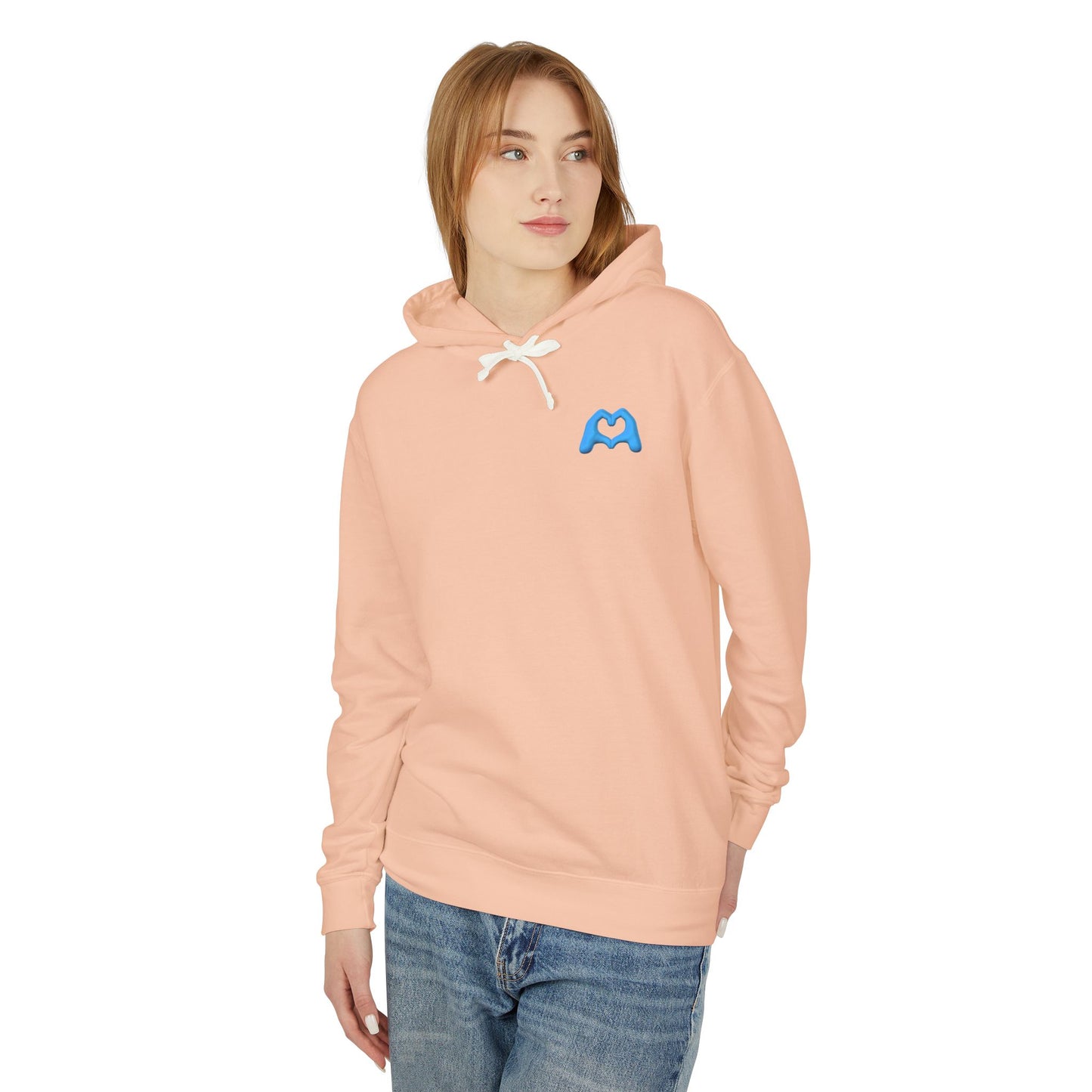 Violet Hand Heart Unisex Lightweight Hooded Sweatshirt
