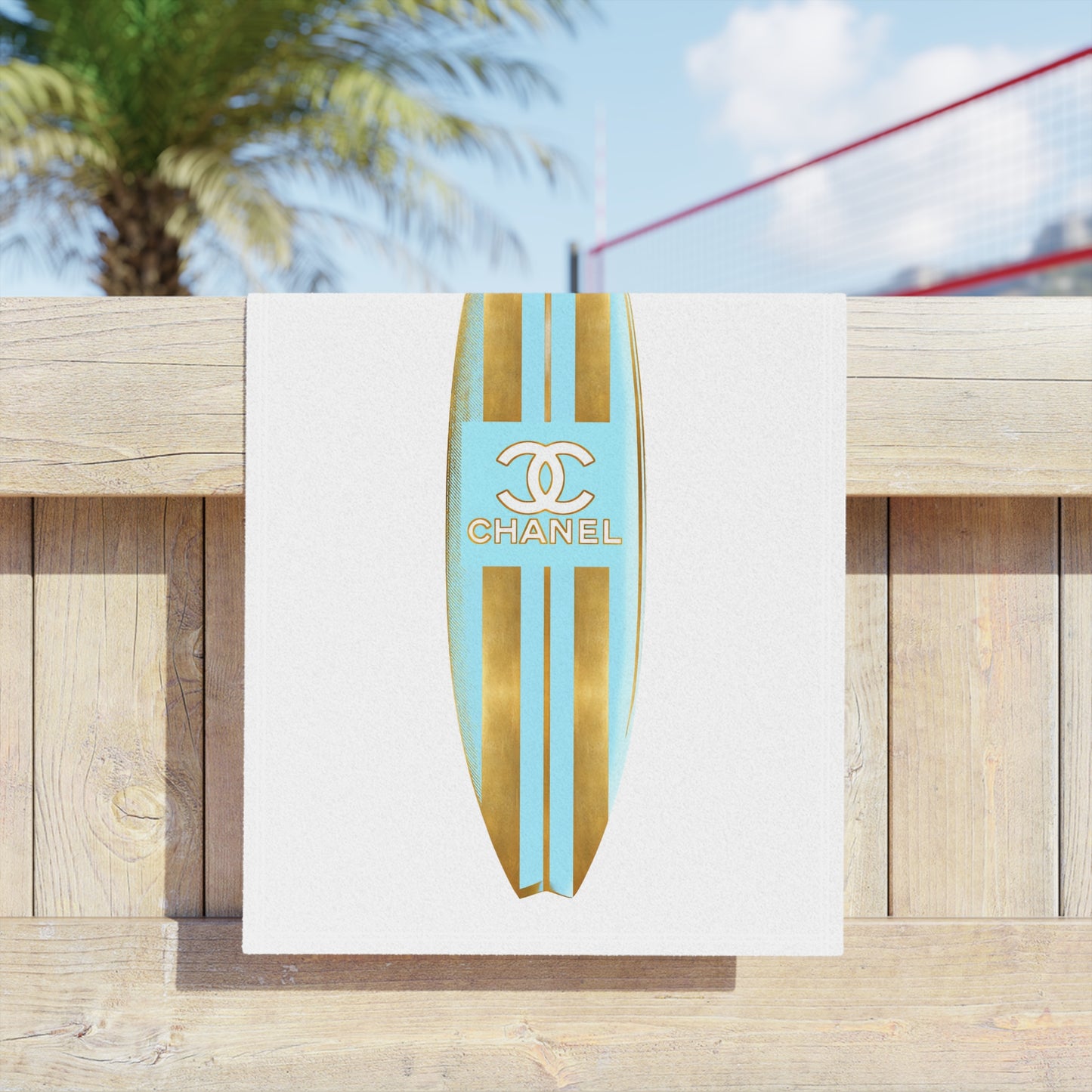 Designer Glam Turquoise and Gold Beach Towel