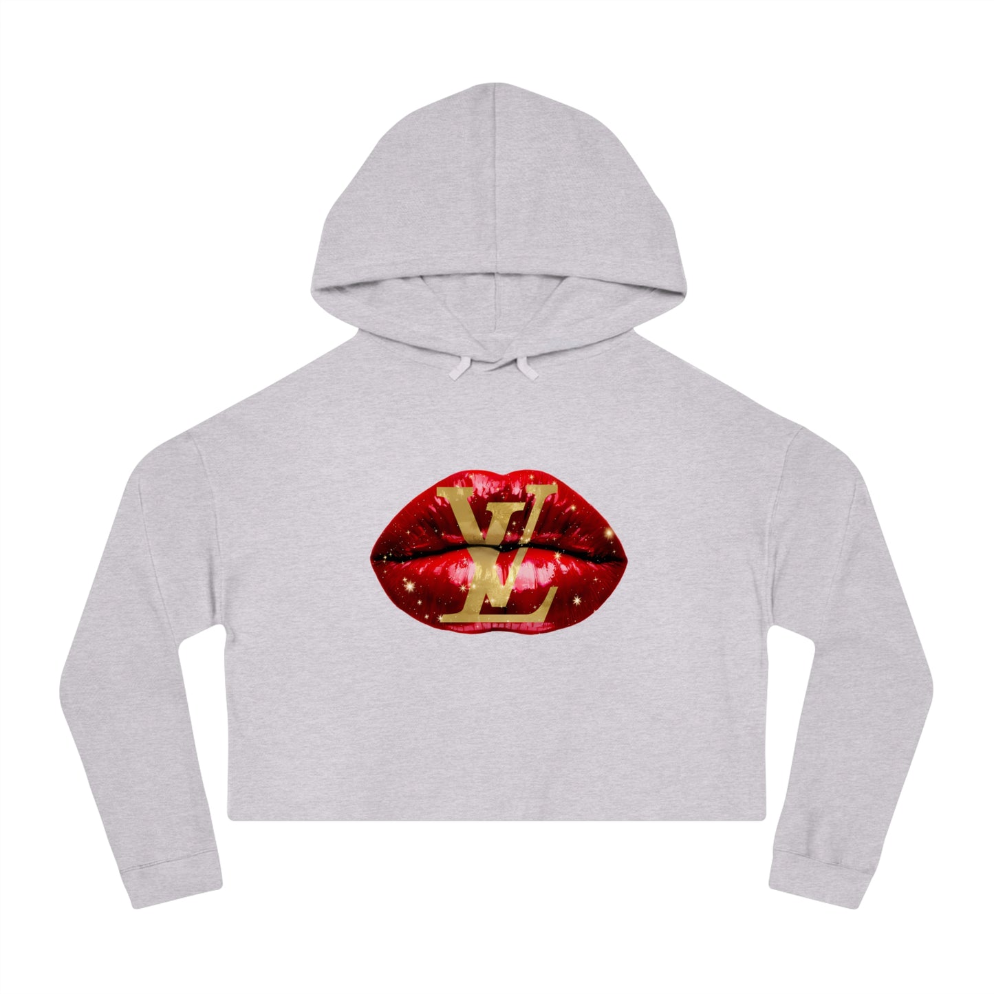 Designer Glam Sexy Red Lips II Cropped Hoodie