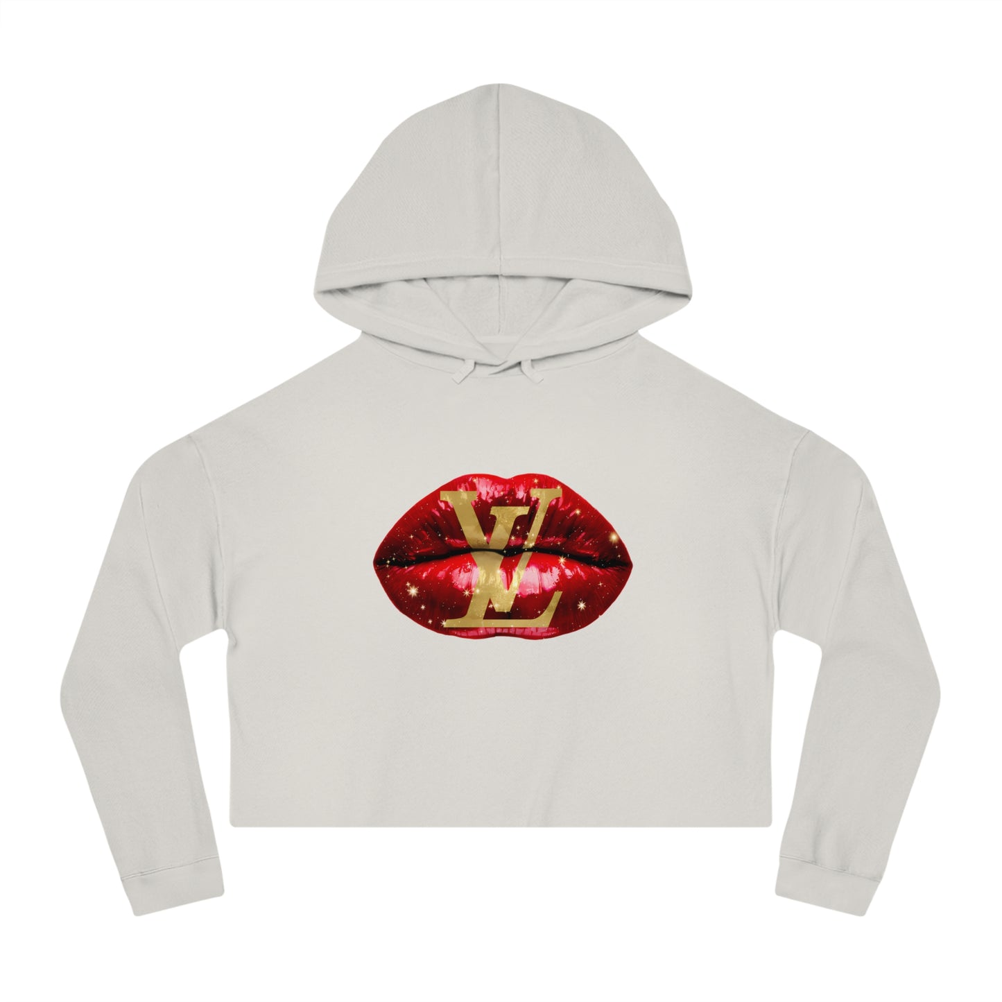 Designer Glam Sexy Red Lips II Cropped Hoodie