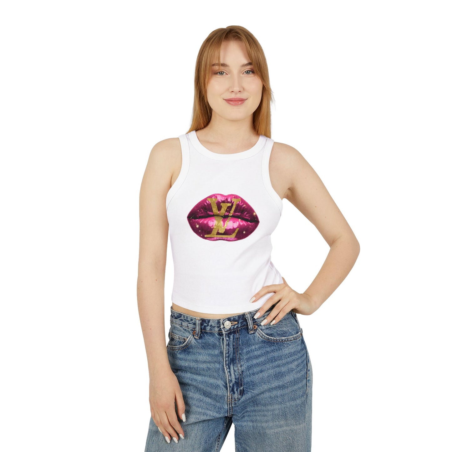 Designer Glam Pink Shimmer Lips II Tank