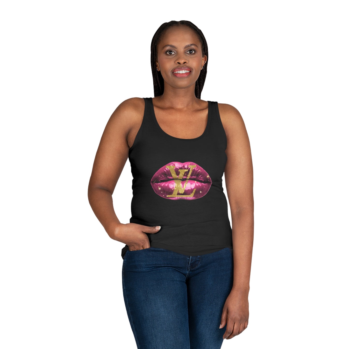 Designer Glam Pink Shimmer Lips II Tank