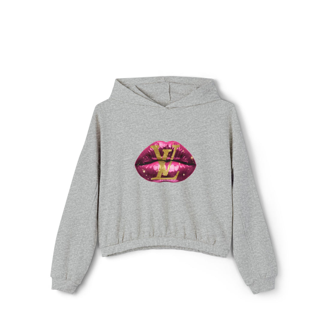 Designer Glam Pink Shimmer Lips II Cinched Hoodie