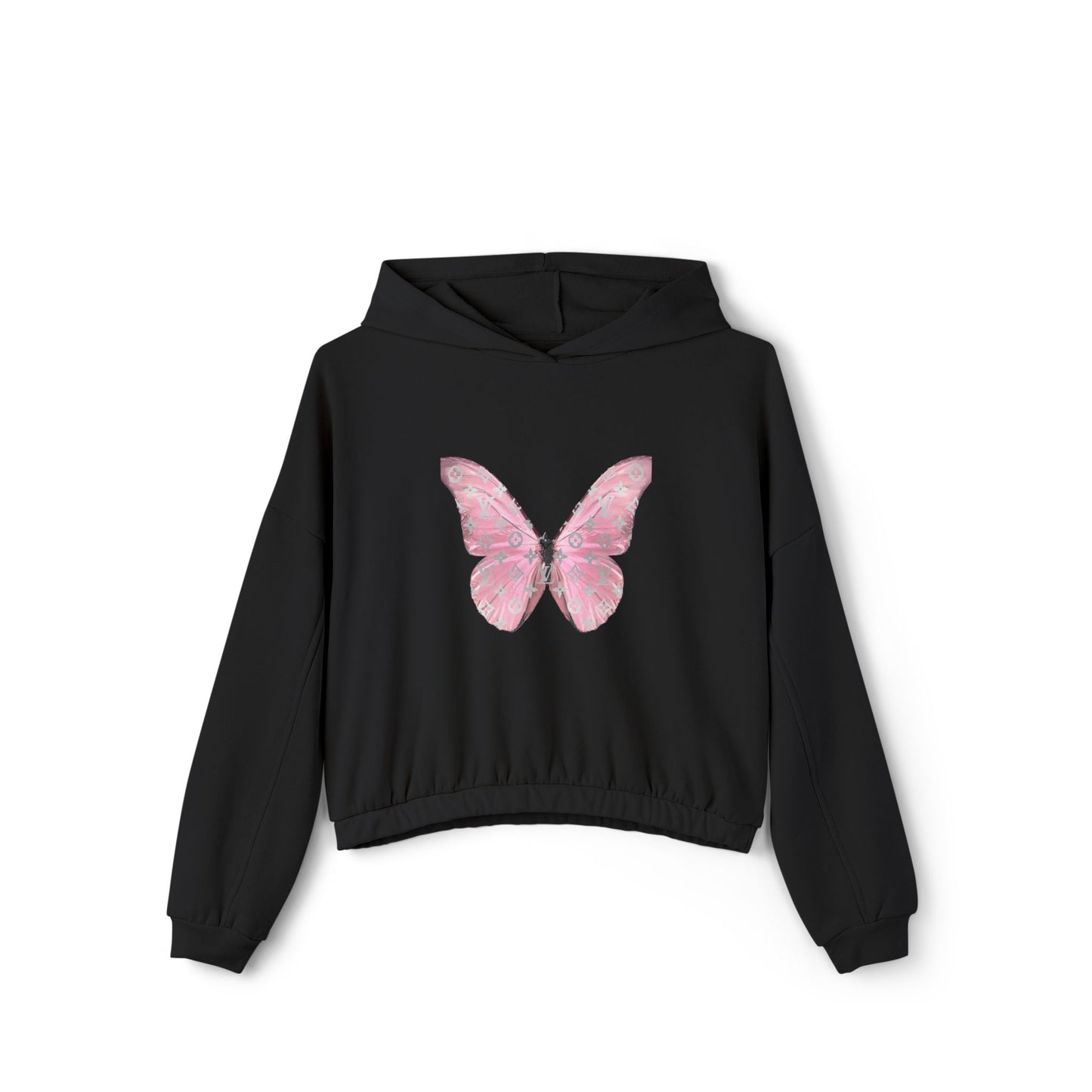 Designer Pink Butterfly II Cinched Hoodie