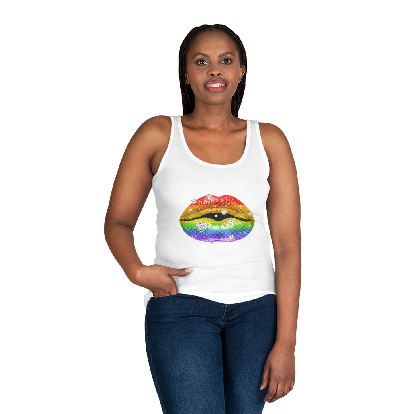 Designer Sexy Rainbow Glam Lips Tank