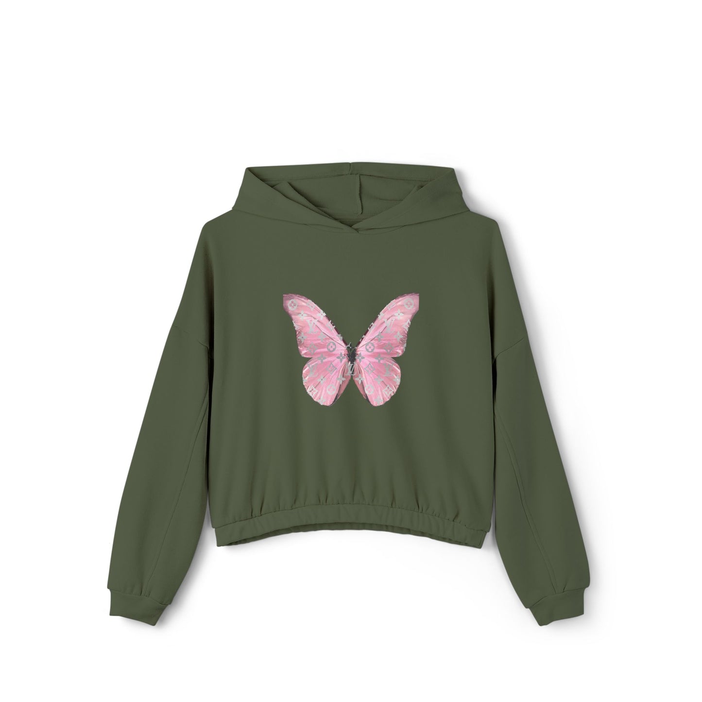 Designer Pink Butterfly II Cinched Hoodie