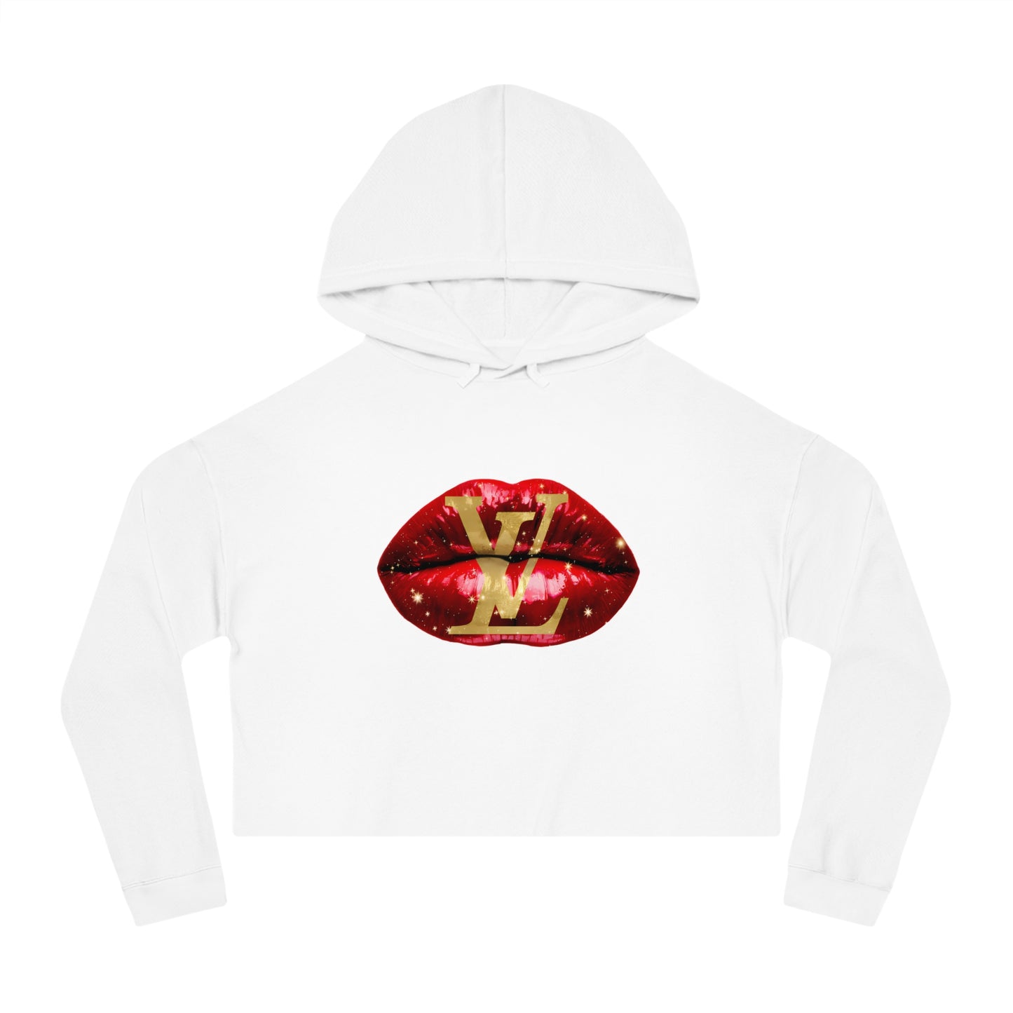 Designer Glam Sexy Red Lips II Cropped Hoodie