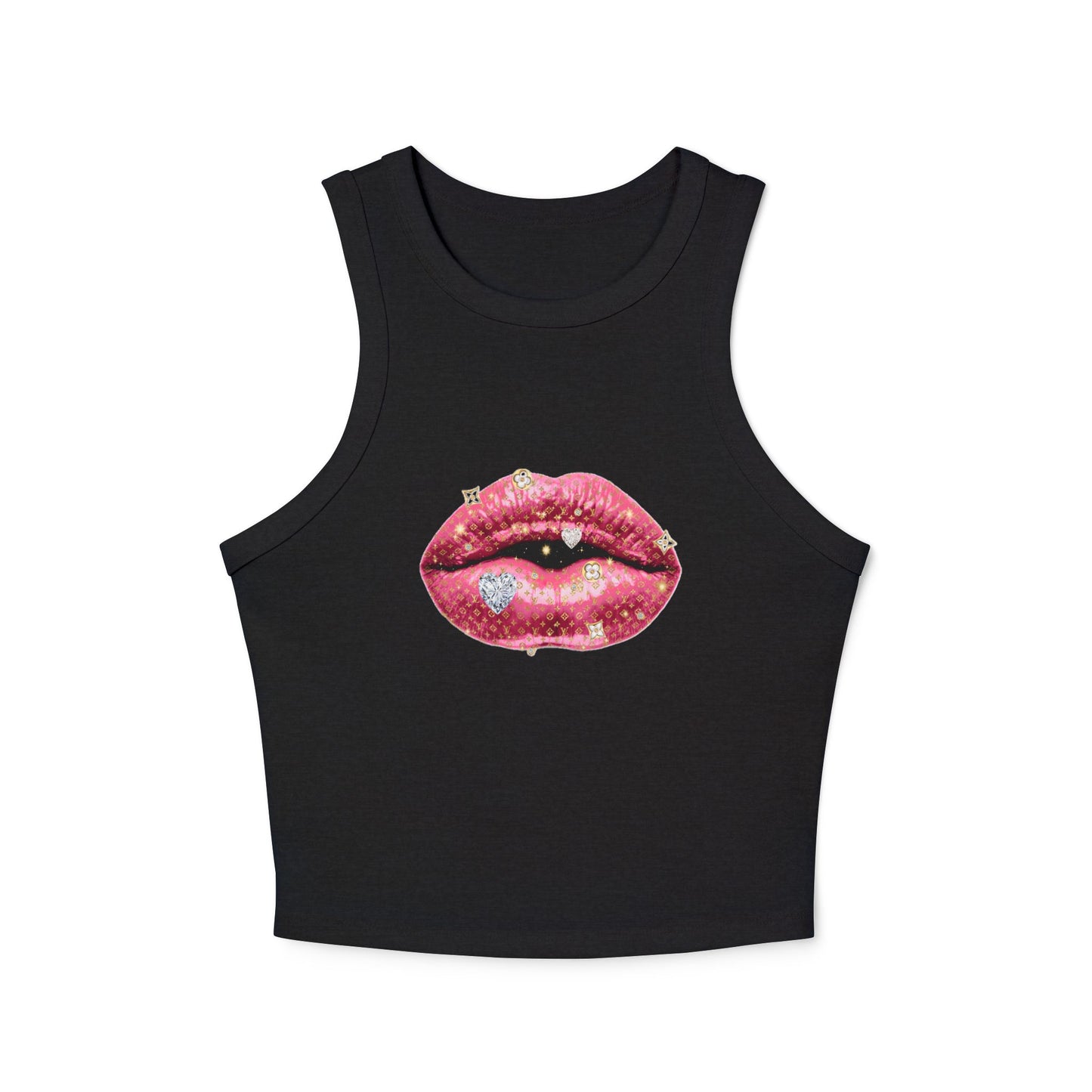 Designer Glam Pink Shimmer Lips I Racer Tank
