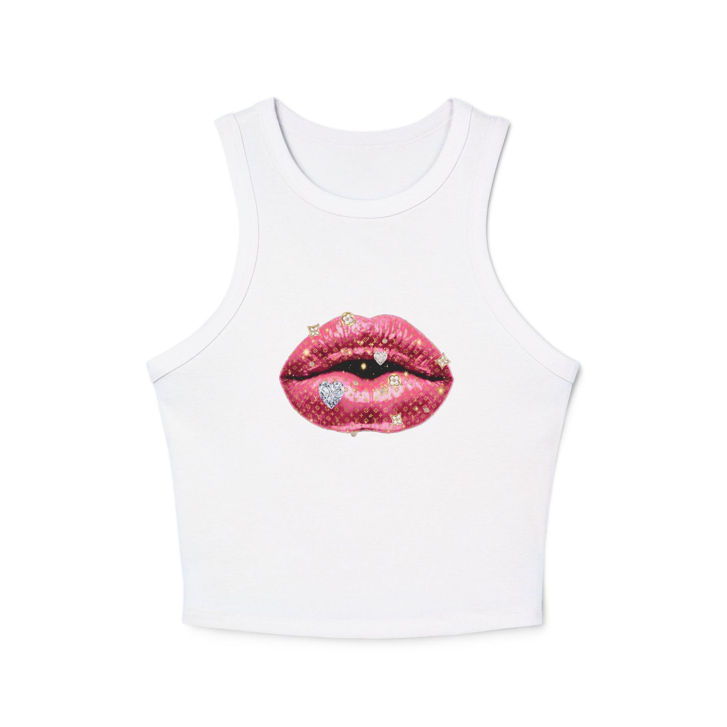 Designer Glam Pink Shimmer Lips I Racer Tank