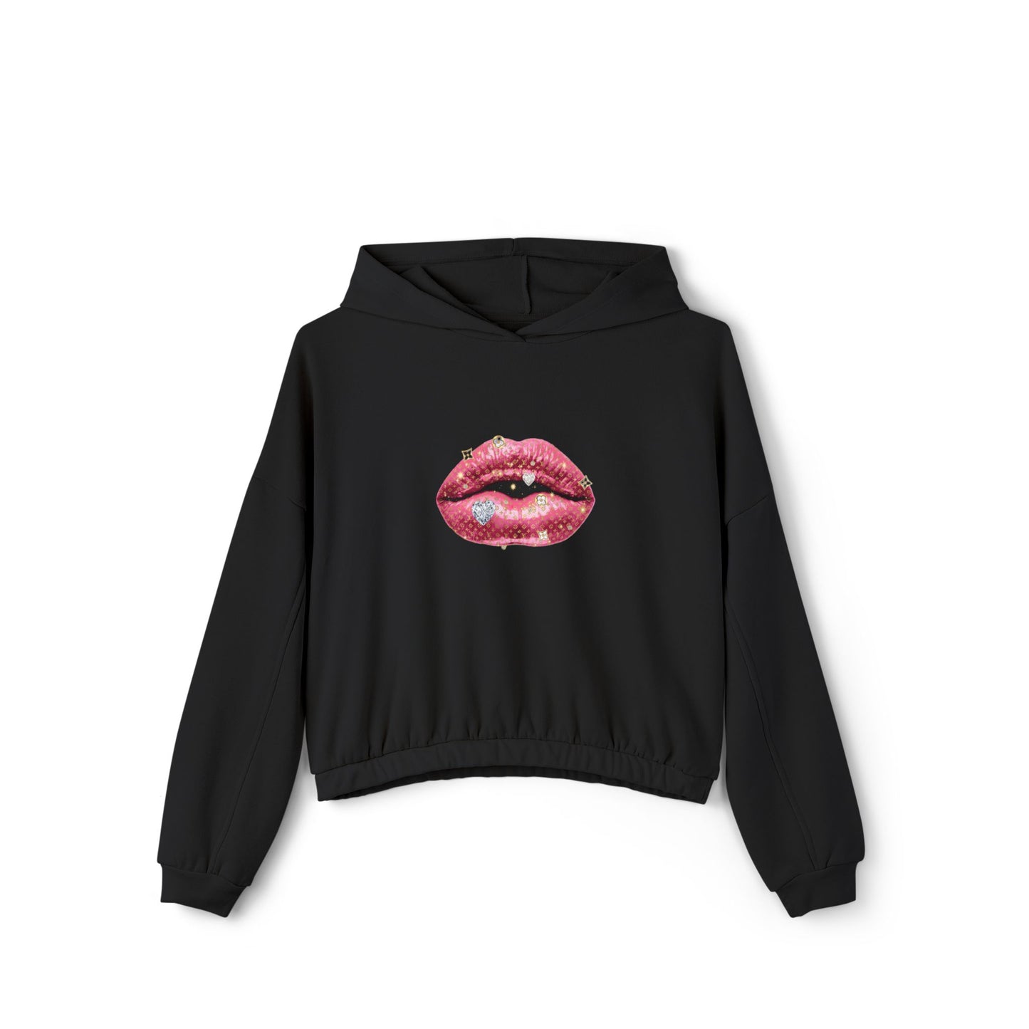 Designer Glam Pink Shimmer Lips I Cinched Hoodie