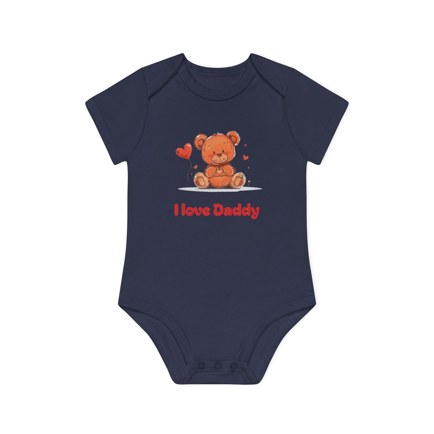 Beary Hand Heart I LOVE DADDY Baby Organic Onesie