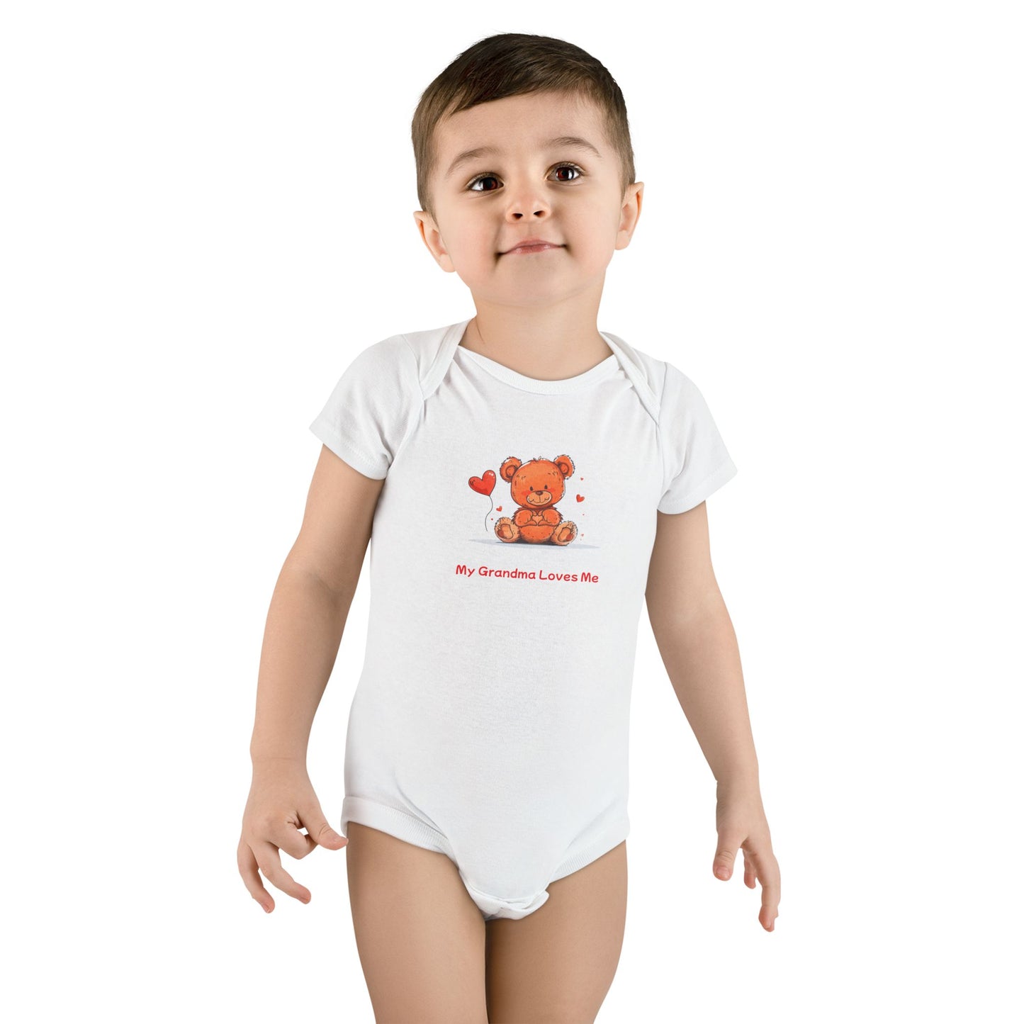 Beary Hand Heart MY GRANDMA LOVES ME Baby Onesie