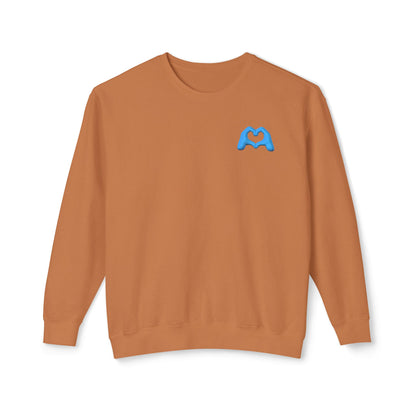 Blue Hand Heart Unisex Crewneck Sweatshirt