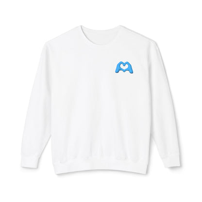 Blue Hand Heart Unisex Crewneck Sweatshirt