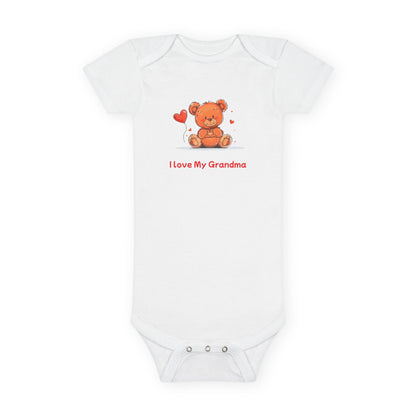 Beary Hand Heart I LOVE MY GRANDMA Baby Onesie