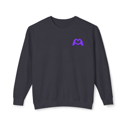 Purple Hand Heart Unisex Crewneck Sweatshirt