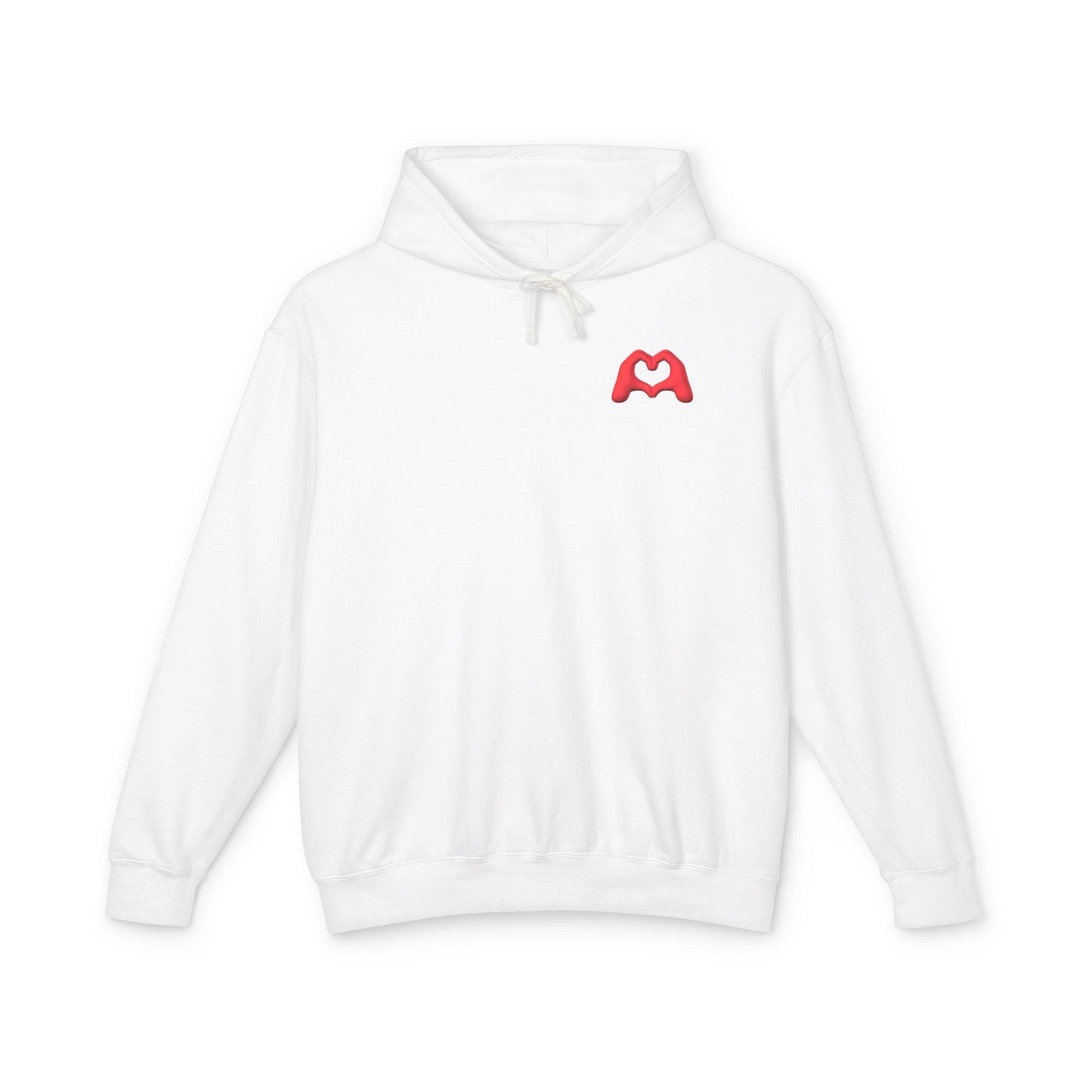 Red Hand Heart Unisex Lightweight Hooded Sweatshirt