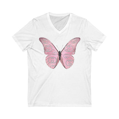 Designer Pink Butterfly I V-Neck Tee