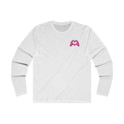 Pink Hand Heart Men's Long Sleeve Hand Heart Crew Tee