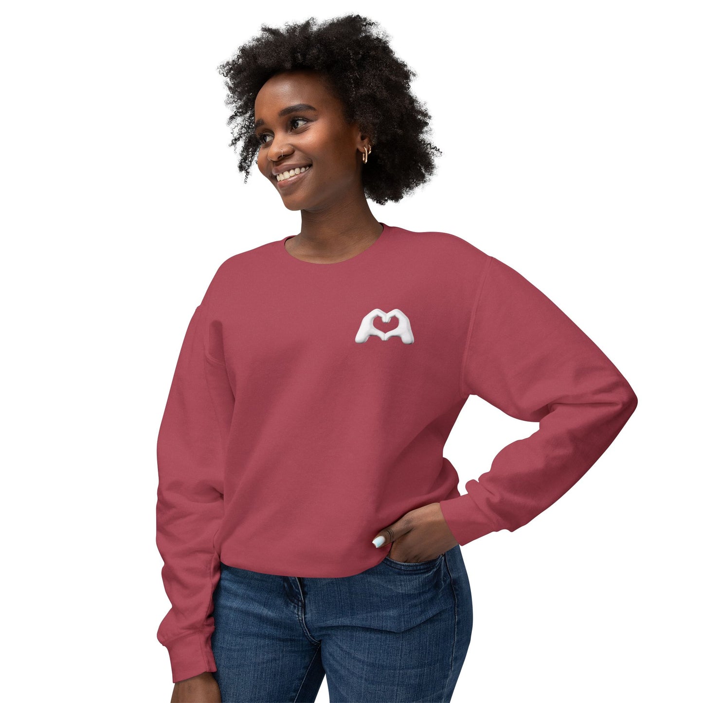 White Hand Heart Unisex Crewneck Sweatshirt