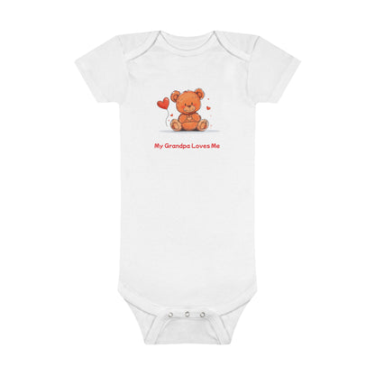 Beary Hand Heart MY GRANDPA LOVES ME Baby Onesie