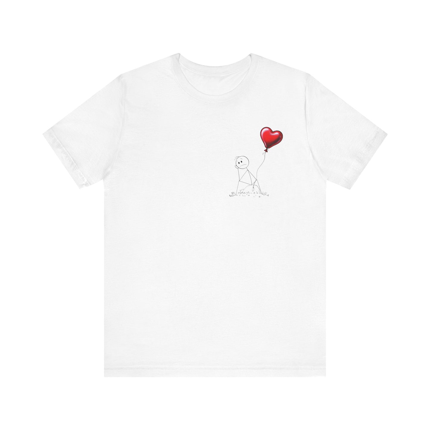 Guy the Stickman on a Rock with Red Balloon Unisex Jersey Short Sleeve Tee