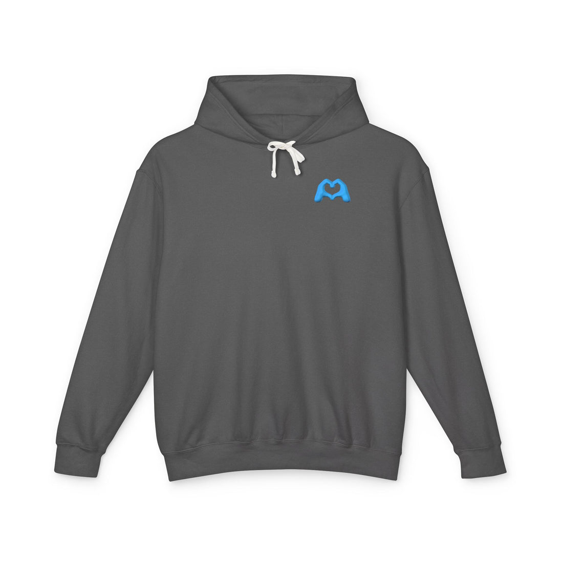 Gray Hand Heart Unisex Lightweight Hooded Sweatshirt