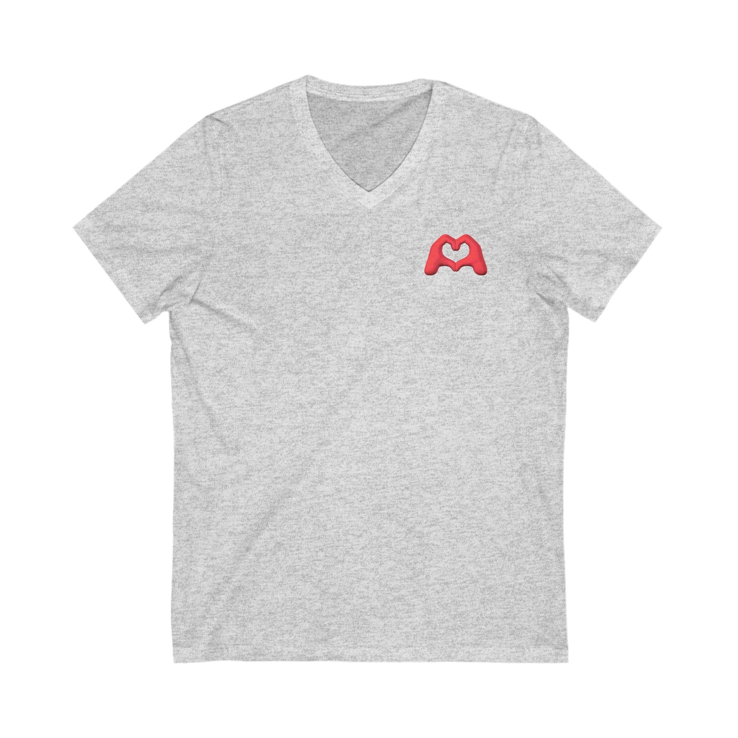 Red Hand Heart Unisex Jersey Short Sleeve V-Neck Tee