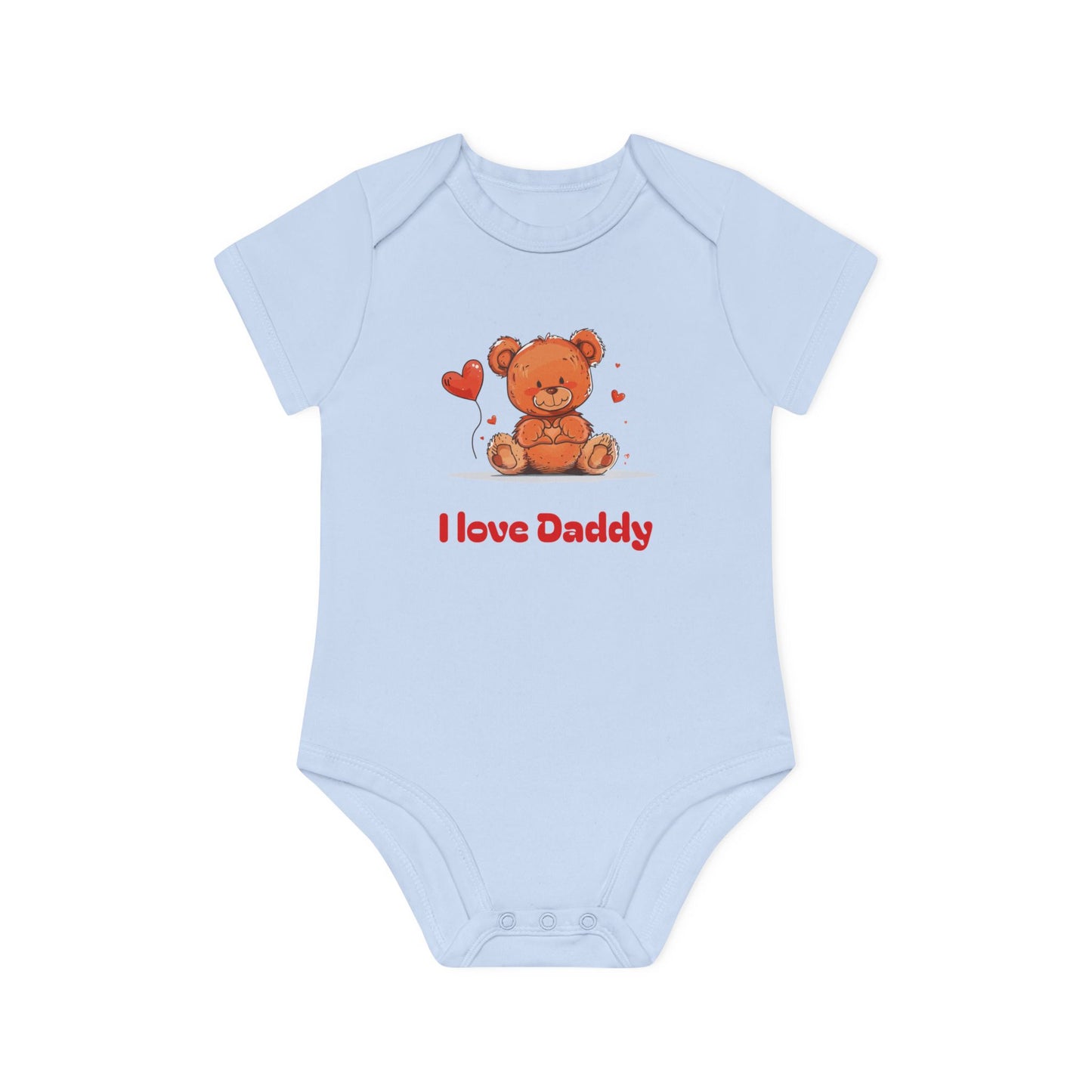 Beary Hand Heart I LOVE DADDY Baby Organic Onesie