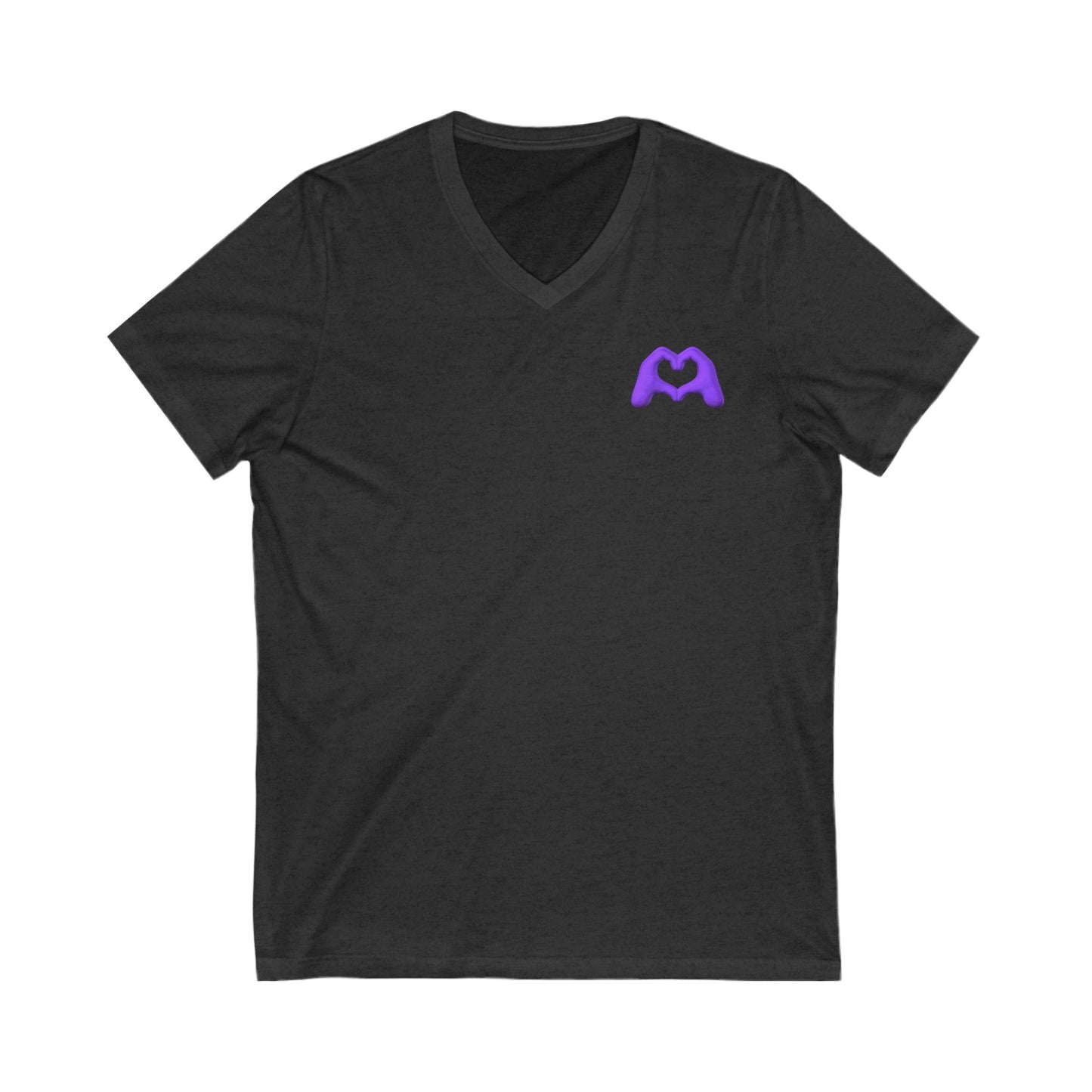 Purple Hand Heart Unisex Jersey Short Sleeve V-Neck Tee