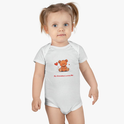 Beary Hand Heart MY GRANDMA LOVES ME Baby Onesie