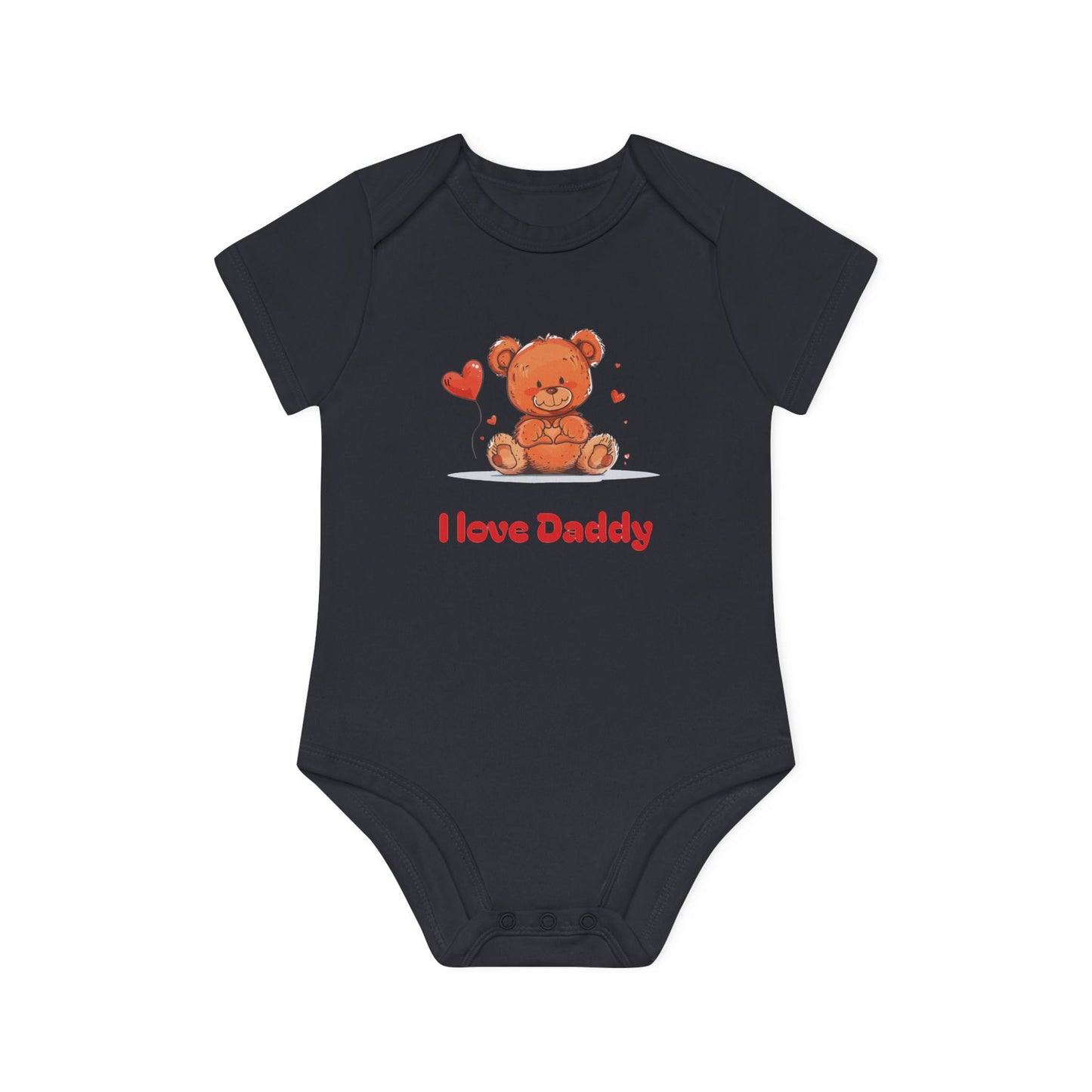 Beary Hand Heart I LOVE DADDY Baby Organic Onesie