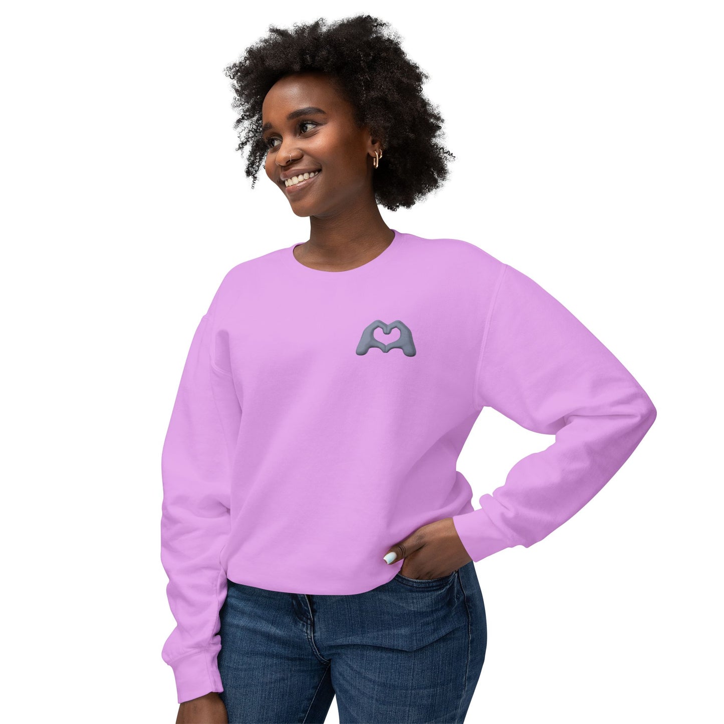 Silver Hand Heart Unisex Crewneck Sweatshirt