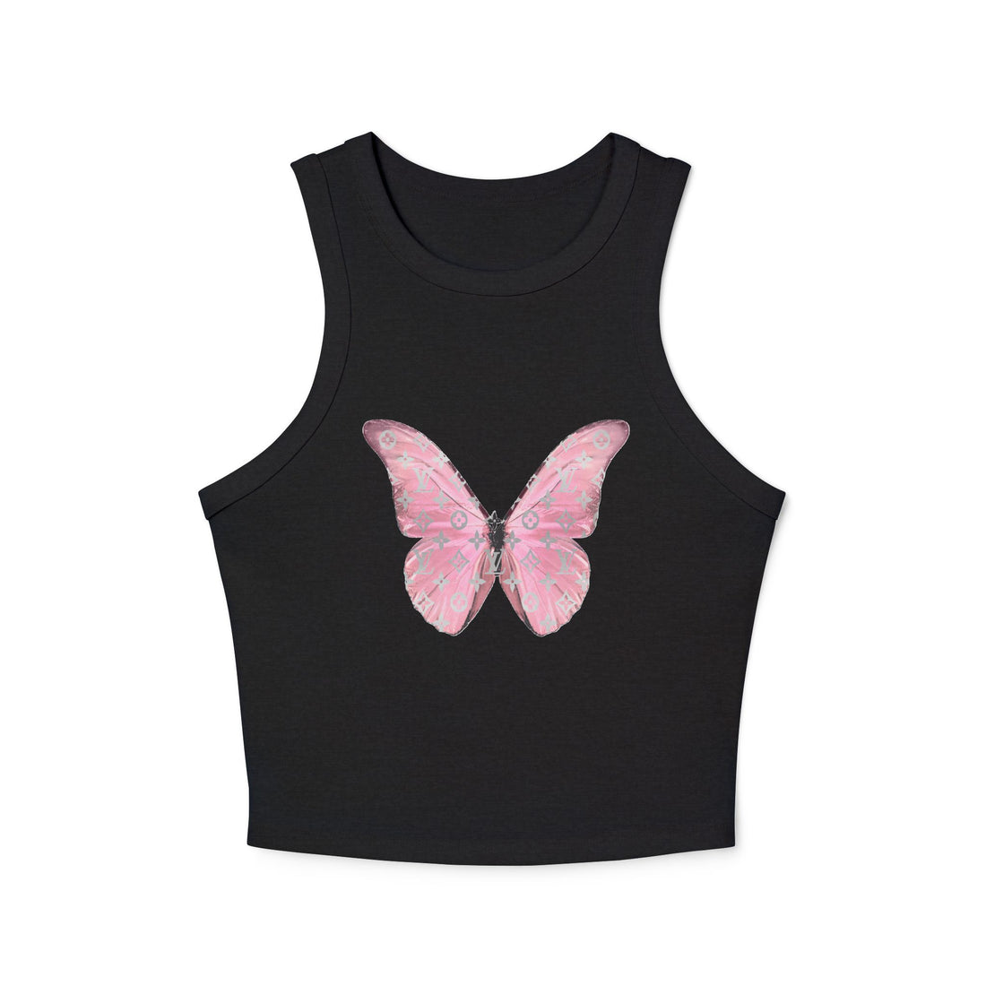 Designer Pink Butterfly Racer Tank