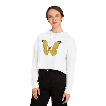 Designer Yellow Butterfly Cropped Hoodie