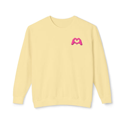 Pink Hand Heart Unisex Crewneck Sweatshirt