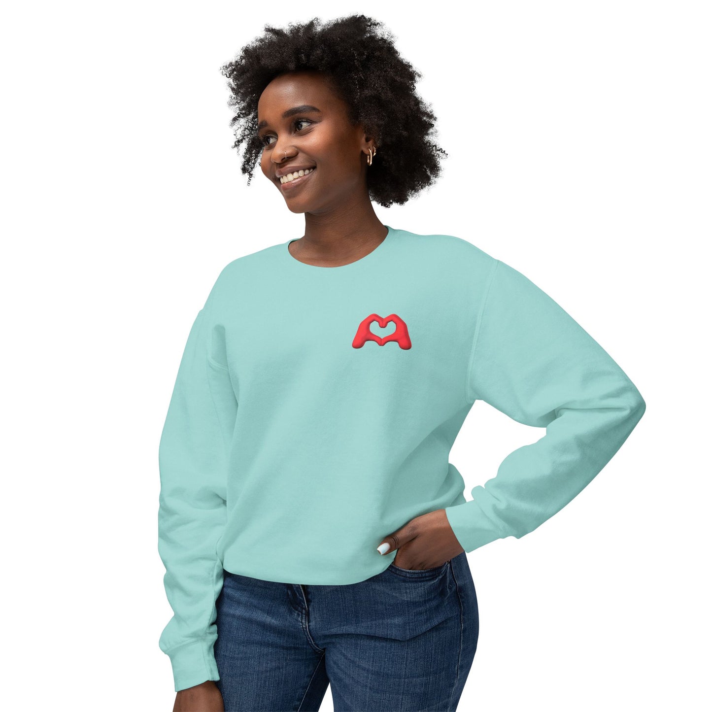 Red Hand Heart Unisex Crewneck Sweatshirt