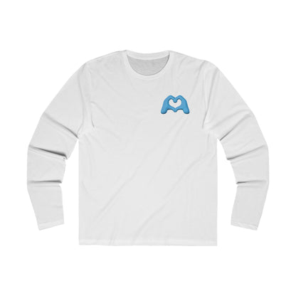 Blue Hand Heart Men's Long Sleeve Hand Heart Crew Tee