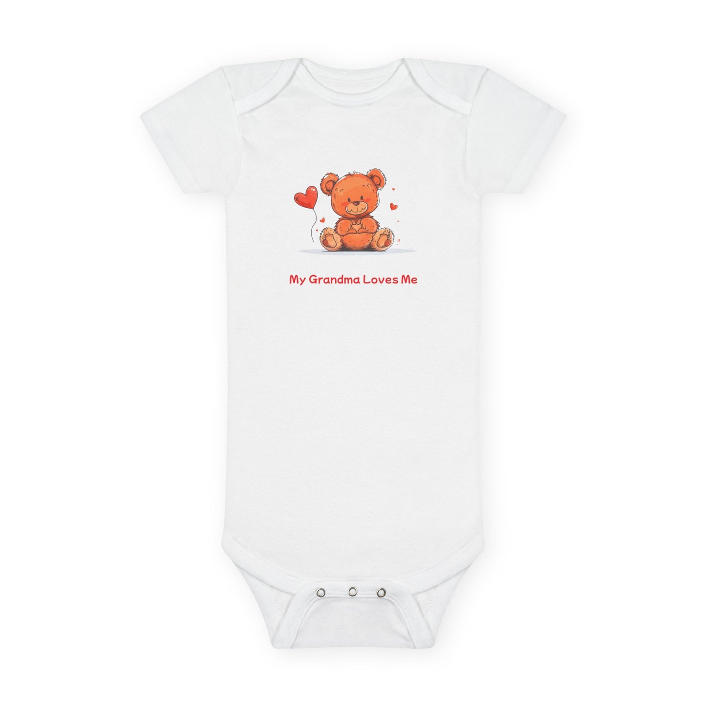 Beary Hand Heart MY GRANDMA LOVES ME Baby Onesie