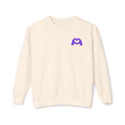 Purple Hand Heart Unisex Crewneck Sweatshirt