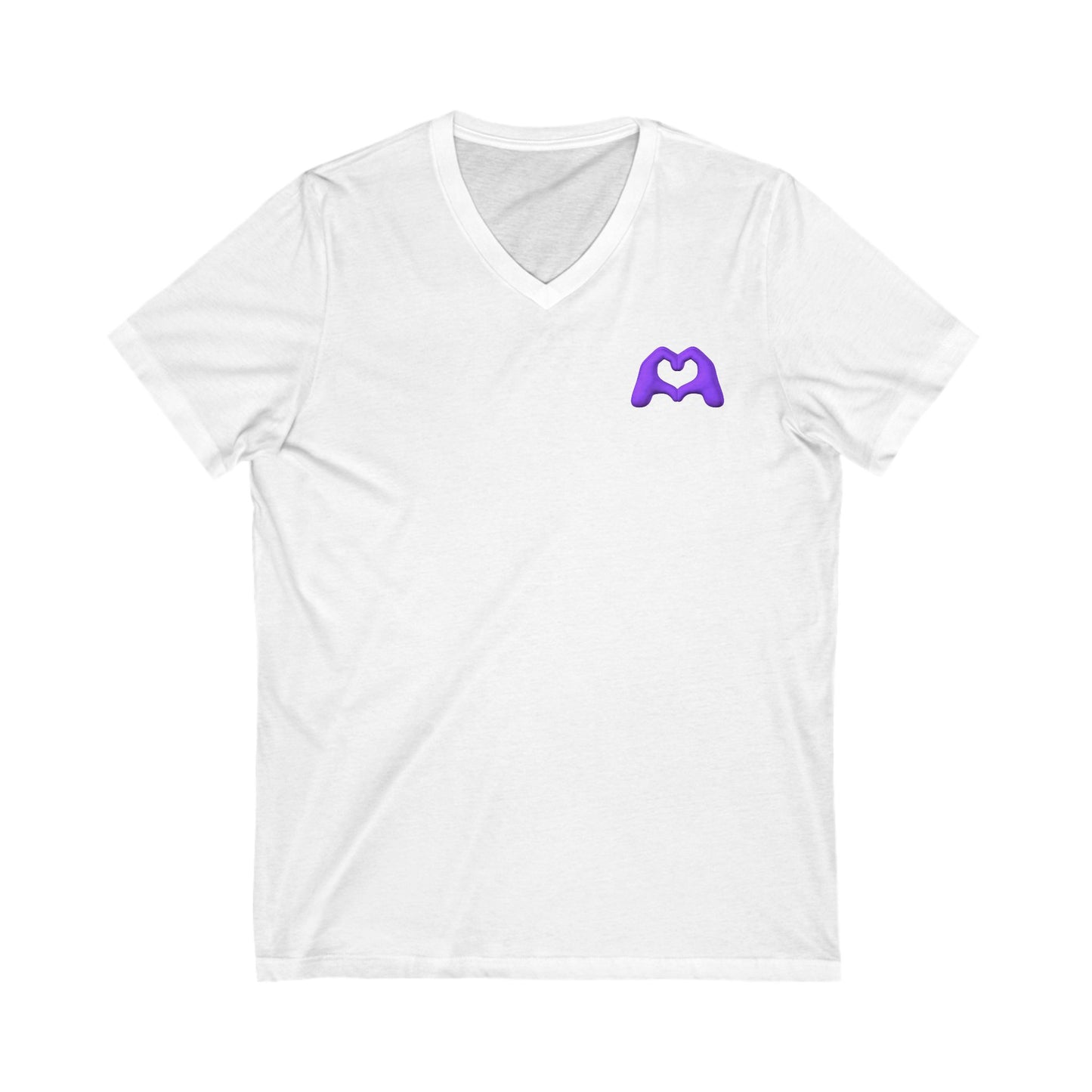 Purple Hand Heart Unisex Jersey Short Sleeve V-Neck Tee